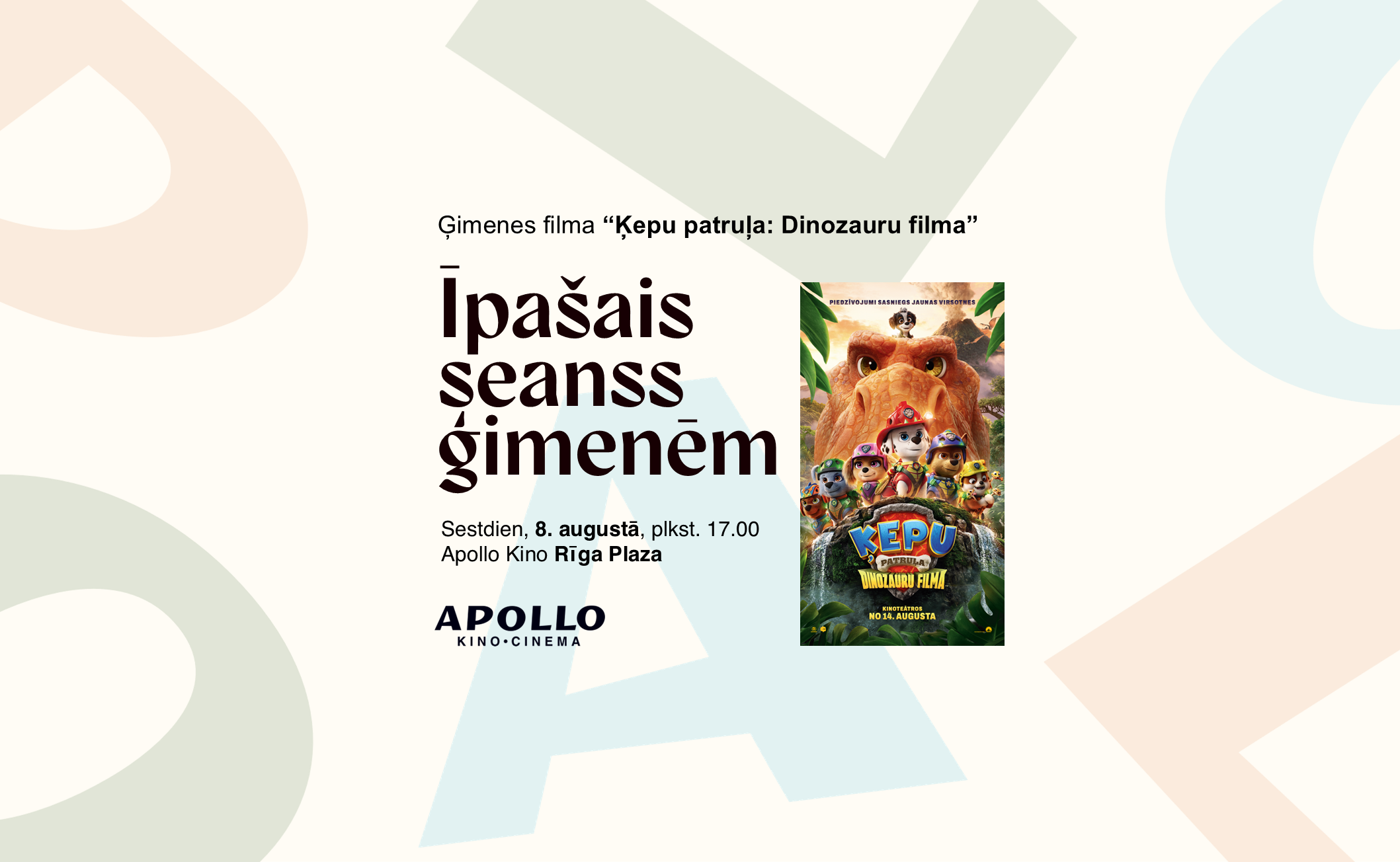 Īpašais seanss ģimenēm “Ķepu patruļa: Dinozauru filma”