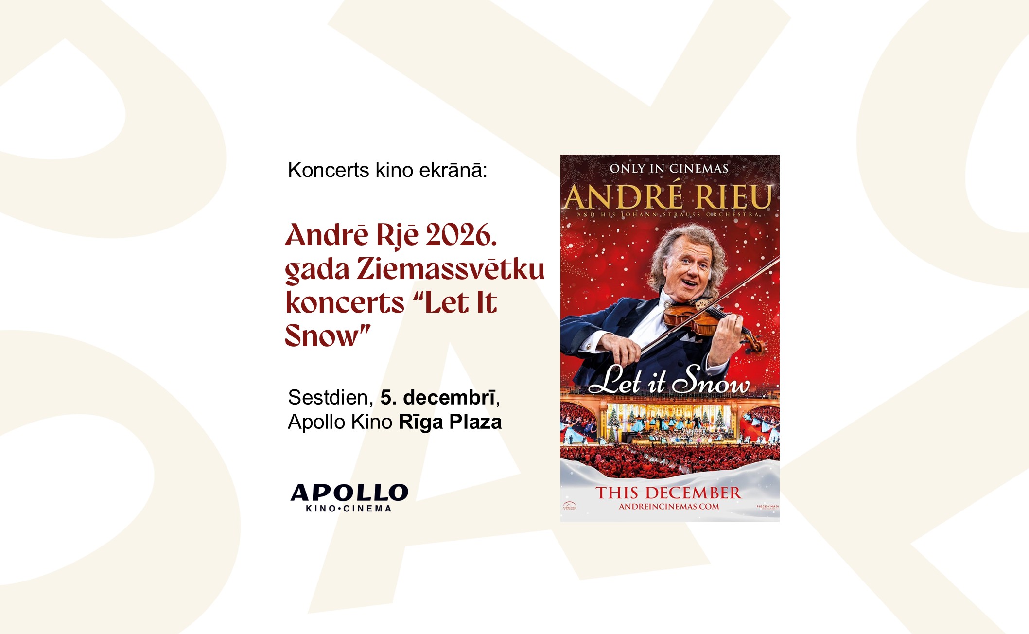 Andrē Rjē 2026. gada Ziemassvētku koncerts “Let It Snow”